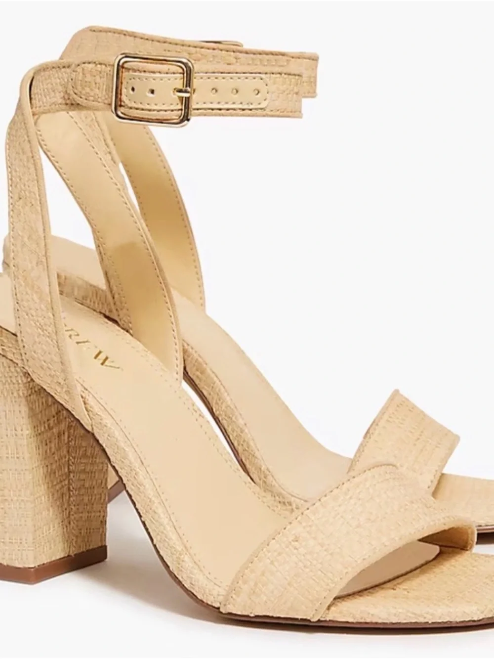 J. Crew Raffia Strappy Block Heel Sandals